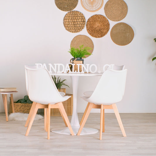 Comedor Mesa Tulip 100cm Blanca + 4 Sillas Tulip Blancas