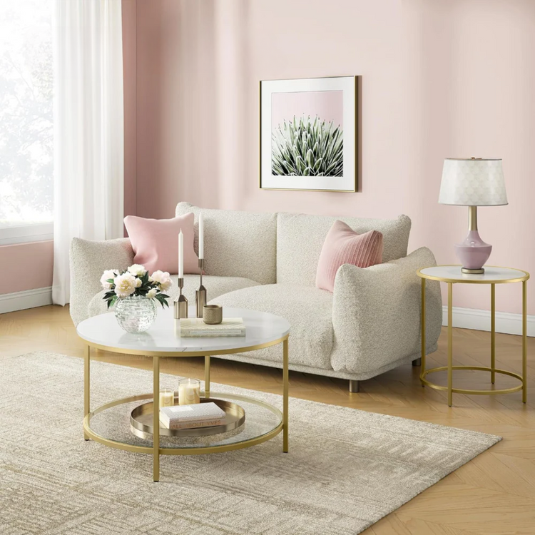 Mesa de Centro Magalia | Moderna, Dorada y de Vidrio