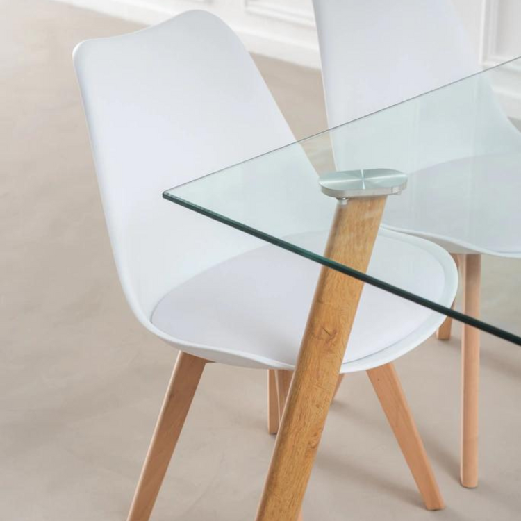 Comedor Mesa Ferra + 4 Sillas Tulip Blanca | Estilo Nórdico y Elegante