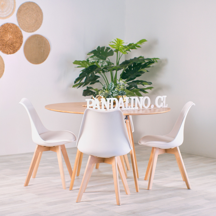 Comedor Mesa Redonda Shanna 100cm + 4 Sillas Tulip Blanco