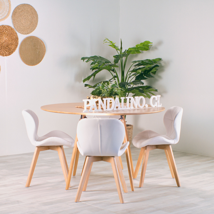 Comedor Mesa Shanna 100cm + 4 Sillones Rubik Blanco