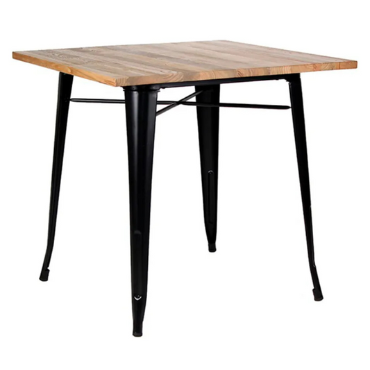 Mesa Industrial Cuadrada Tolix 80x80 | Acero y Madera Clara