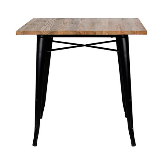 Mesa Industrial Cuadrada Tolix 80x80 | Acero y Madera Clara