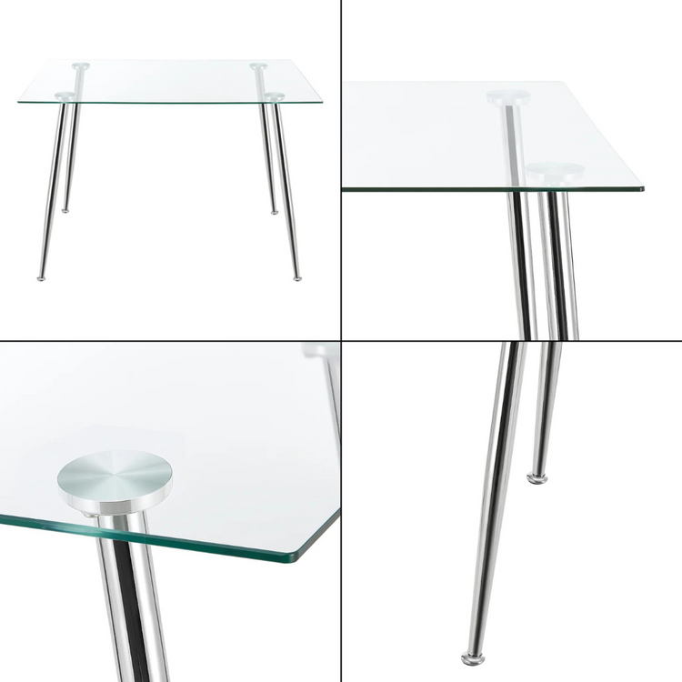 Mesa Rectangular Vitreo 130x80 (Cromada) | Vidrio Templado | Nórdico