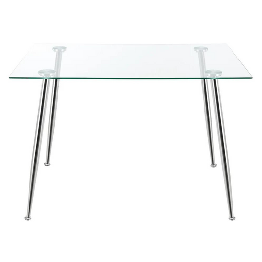 Mesa Rectangular Vitreo 130x80 (Cromada) | Vidrio Templado | Nórdico