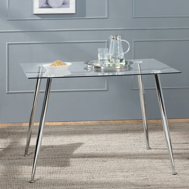Mesa Rectangular Vitreo 130x80 (Cromada) | Vidrio Templado | Nórdico
