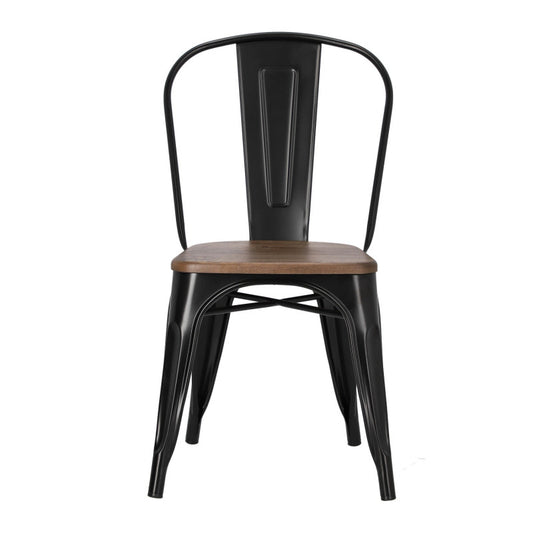 Silla Tolix | Metal y Madera Oscura | Resistencia al Exterior