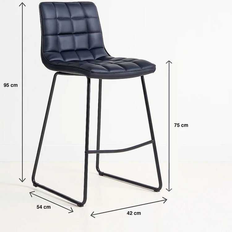 Pack 4 Taburete Piso Bar Milano 75cm | Cuero Sintético Negro