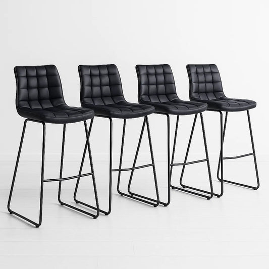 Pack 4 Taburete Piso Bar Milano 75cm | Cuero Sintético Negro