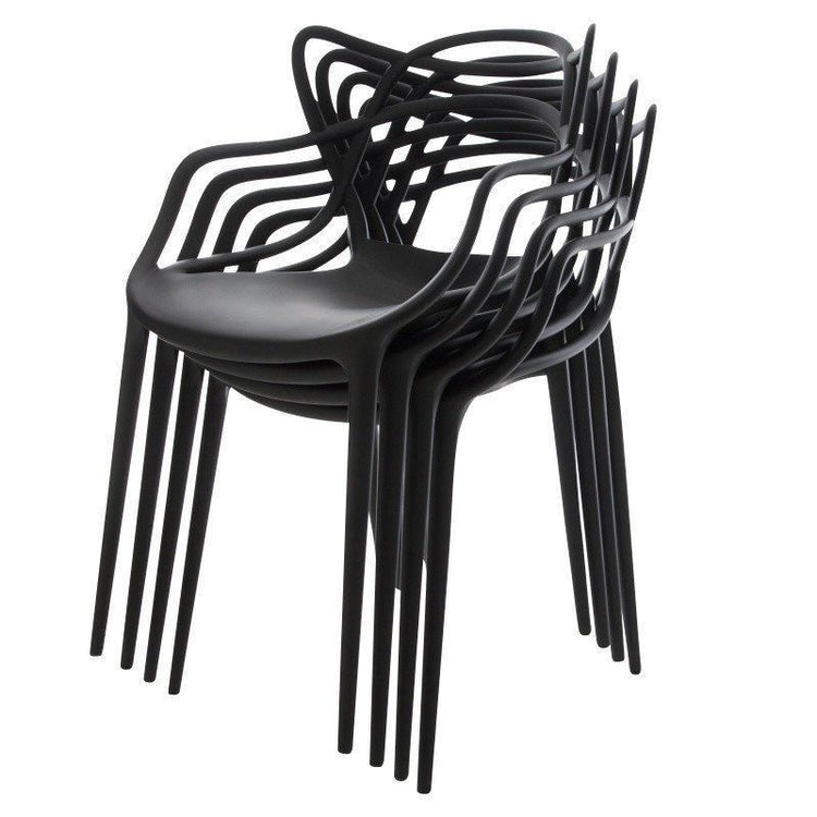 Comedor Mesa Redonda Shanna 100cm + 4 Sillas Masters negro