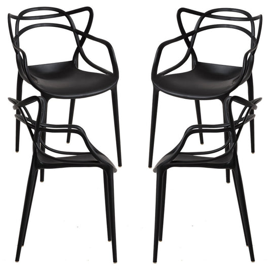 Pack 4 Sillas Masters Negras | Ideal Terraza y Interior