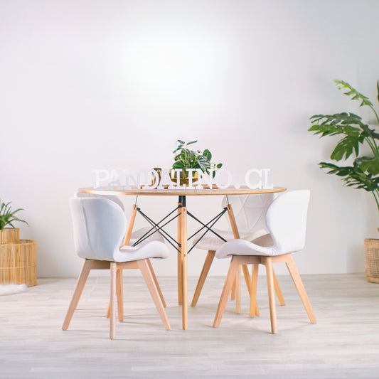 Comedor Mesa Shanna 100cm + 4 Sillones Rubik Blanco