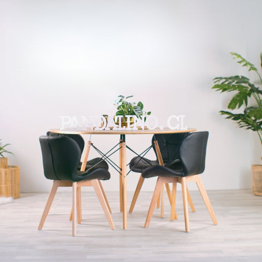 Comedor Mesa Shanna 100cm + 4 Sillones Rubik Color Negro