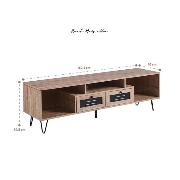 Rack Marcella | Mueble TV Madera Maciza | Diseño Moderno