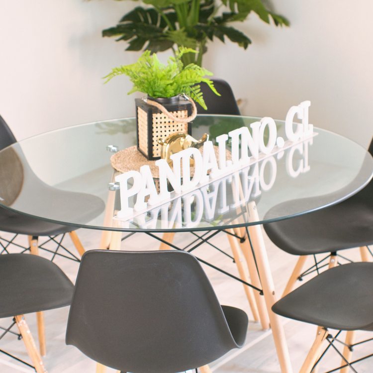 Comedor Mesa Redonda Elida 120cm + 6 Sillas Eames Negra