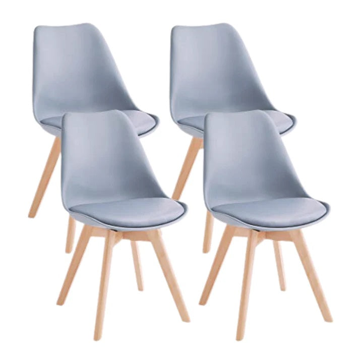 Comedor Mesa Rectangular Vitreo 120x80 + 4 Sillas Tulip Gris