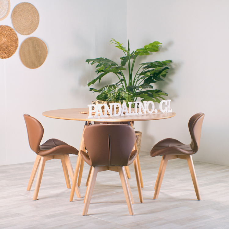 Comedor Mesa Redonda Shanna 100cm+ 4 Sillones Rubik Café