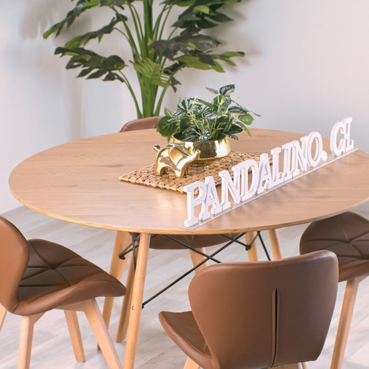 Comedor Mesa Redonda Shanna 100cm+ 4 Sillones Rubik Café