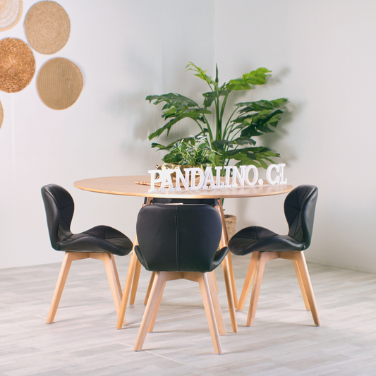 Comedor Mesa Shanna 100cm + 4 Sillones Rubik Color Negro