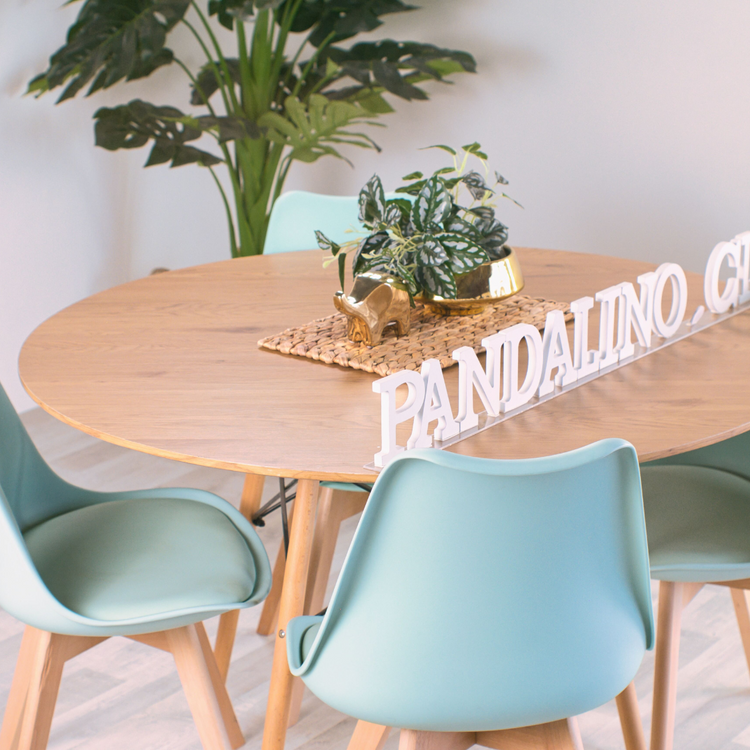 Comedor Redondo Shanna 100cm + 4 Sillas Tulip Menta
