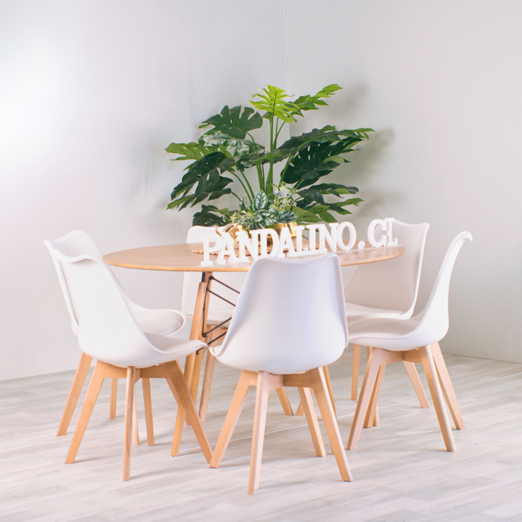 Comedor Redonda Shanna 120cm + 6 Sillas Tulip Blanco | Moderno