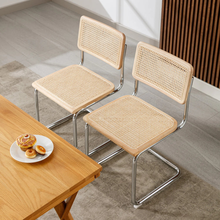 Pack 2 Silla Voladiza color Natural | Ratan & Metal | Comedor/Living