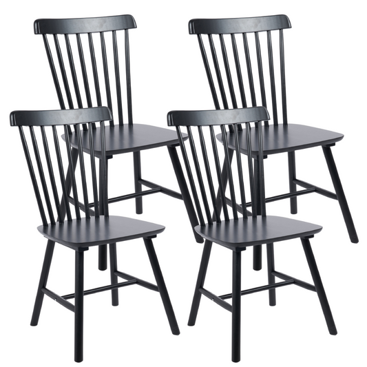 Pack 4 Silla Windsor | Madera Negra | Moderna y Duradera