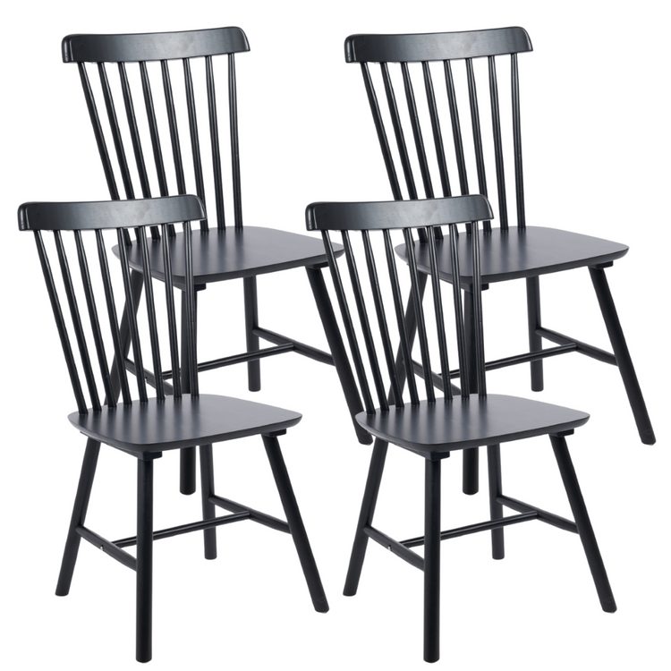 Pack 4 Silla Windsor | Madera Negra | Moderna y Duradera