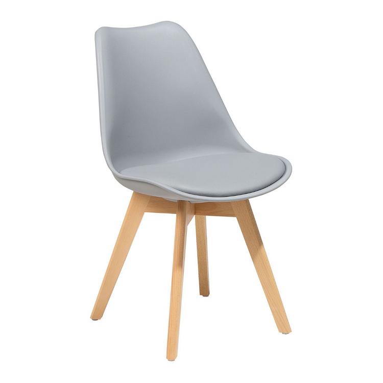 Comedor Mesa Redonda Estela Blanca 80cm + 4 Sillas Tulip Gris
