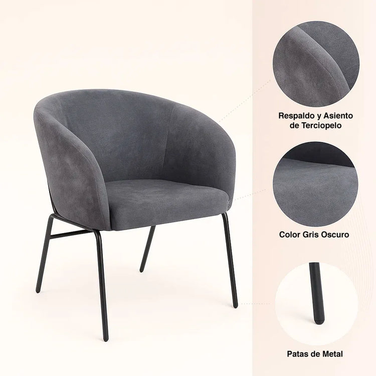 Sillón Dalbo | Terciopelo Gris