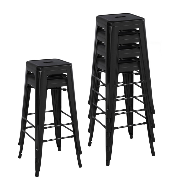 Taburete Tolix Negro de 77cm| Diseño Moderno | Apilable