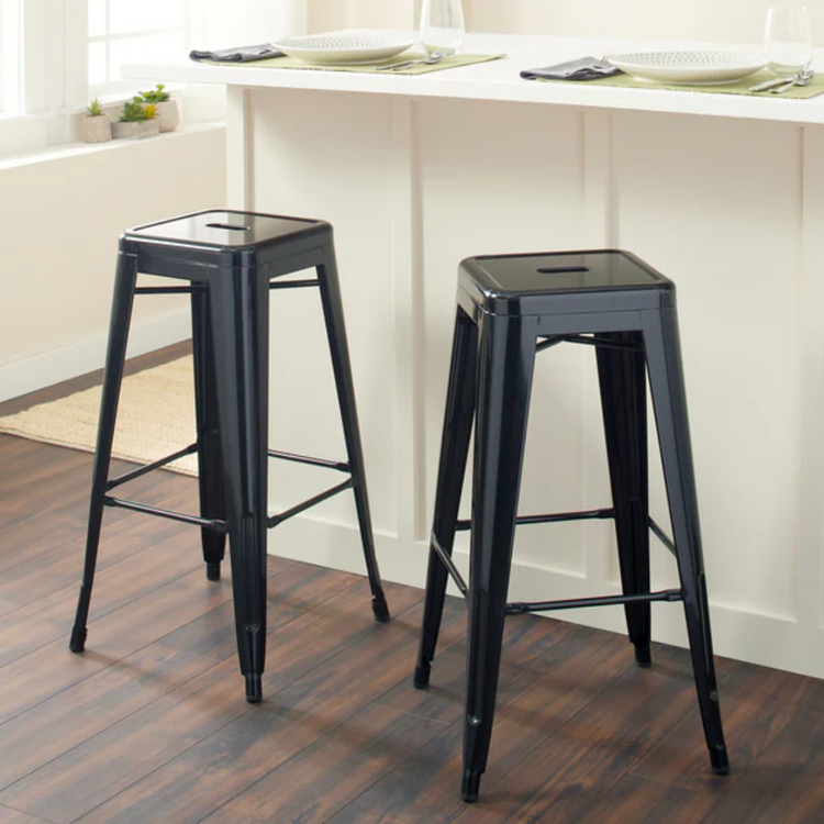 Taburete Tolix Negro de 77cm| Diseño Moderno | Apilable