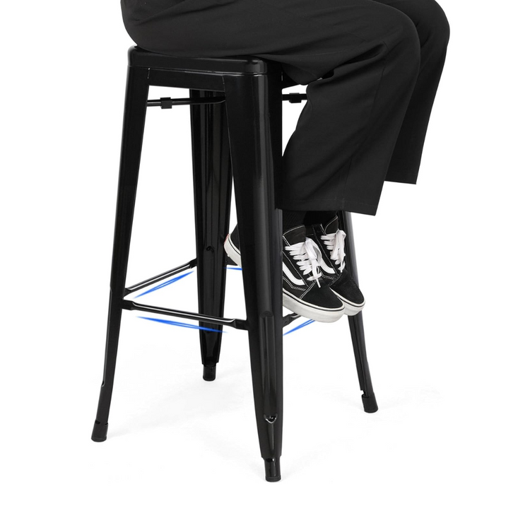 Taburete Tolix Negro de 77cm| Diseño Moderno | Apilable