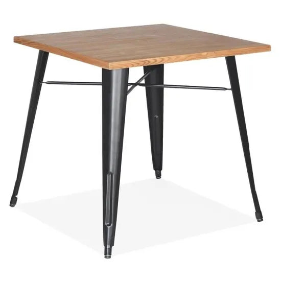 Mesa Cuadrada Industrial Tolix 70x70 | Hogar o Negocio| Acero y Madera