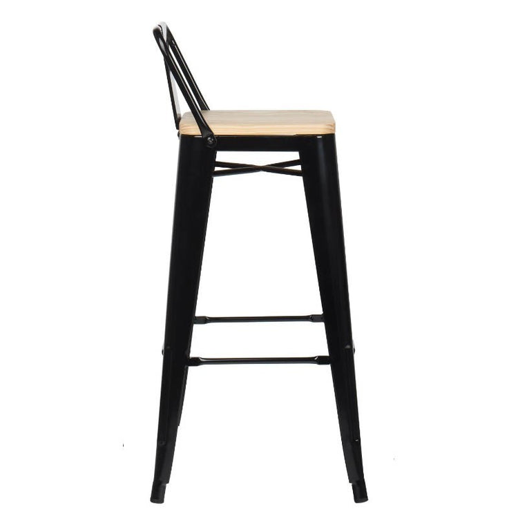 Pack 4 Taburetes Bar Tolix Negros 77 cm | Madera clara