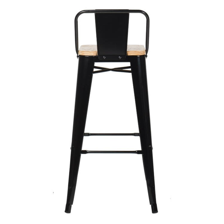 Pack 4 Taburetes Bar Tolix Negros 77 cm | Madera clara