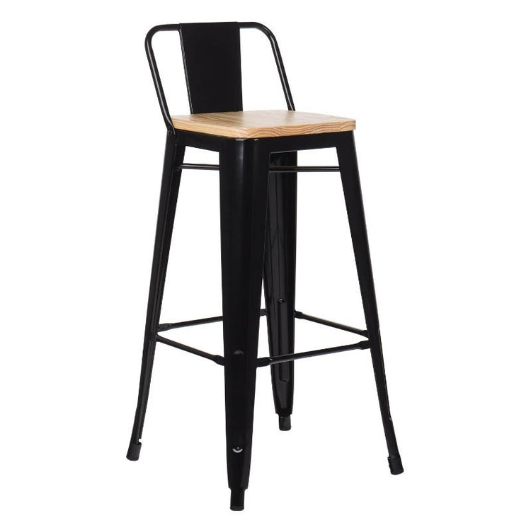 Pack 4 Taburetes Bar Tolix Negros 77 cm | Madera clara