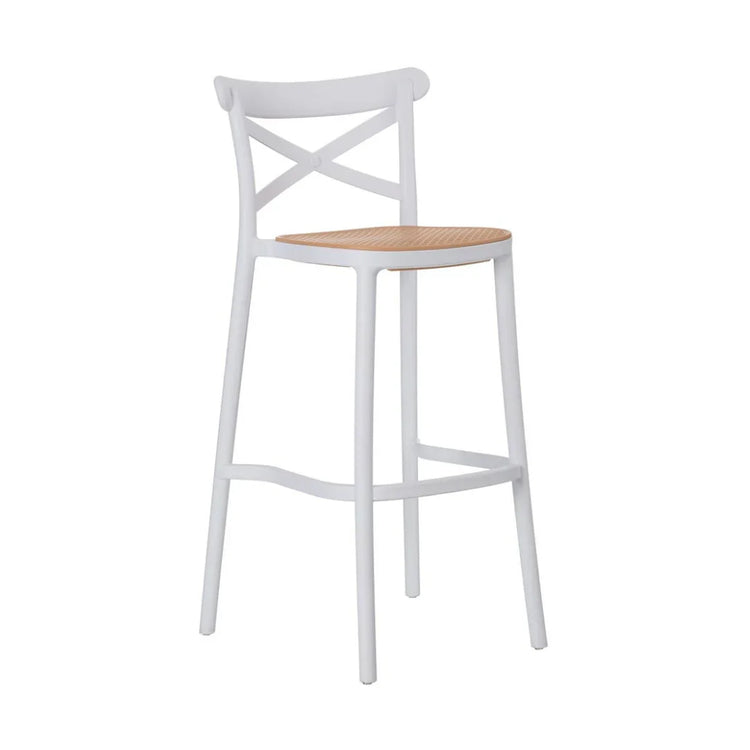 Pack 4 Taburetes Bar Valentino Blanco 65 cm | Apilable| Exterior