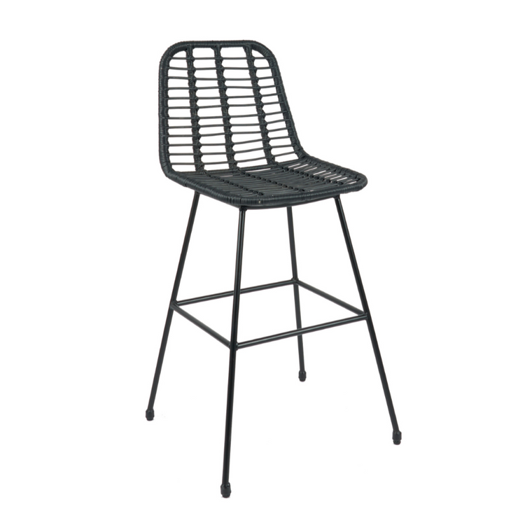 Taburete Piso Grecia Alto 75 cm | Rattan Negro