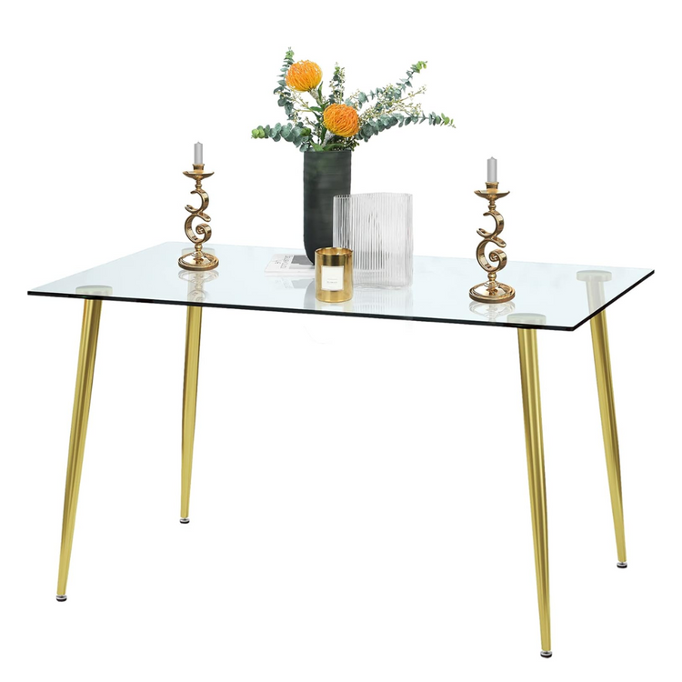 Mesa Rectangular Vitreo 130x80 (Dorado) | Vidrio Templado