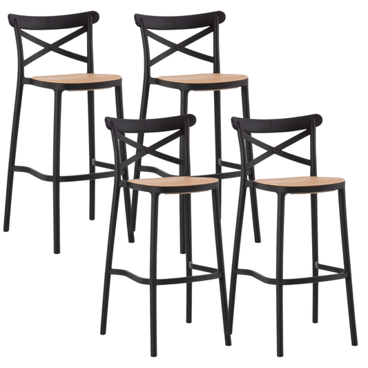 Pack 4 Taburetes Bar Valentino Negro 75 cm | Estilo Vintage | Exterior