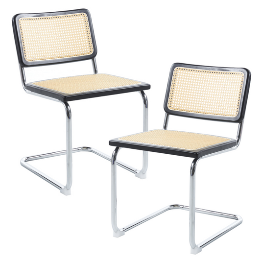 Pack 2 Silla Voladiza color Negro | Ratan & Metal | Comedor/Living