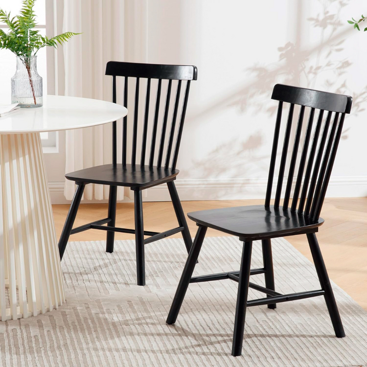 Pack 4 Silla Windsor | Madera Negra | Moderna y Duradera