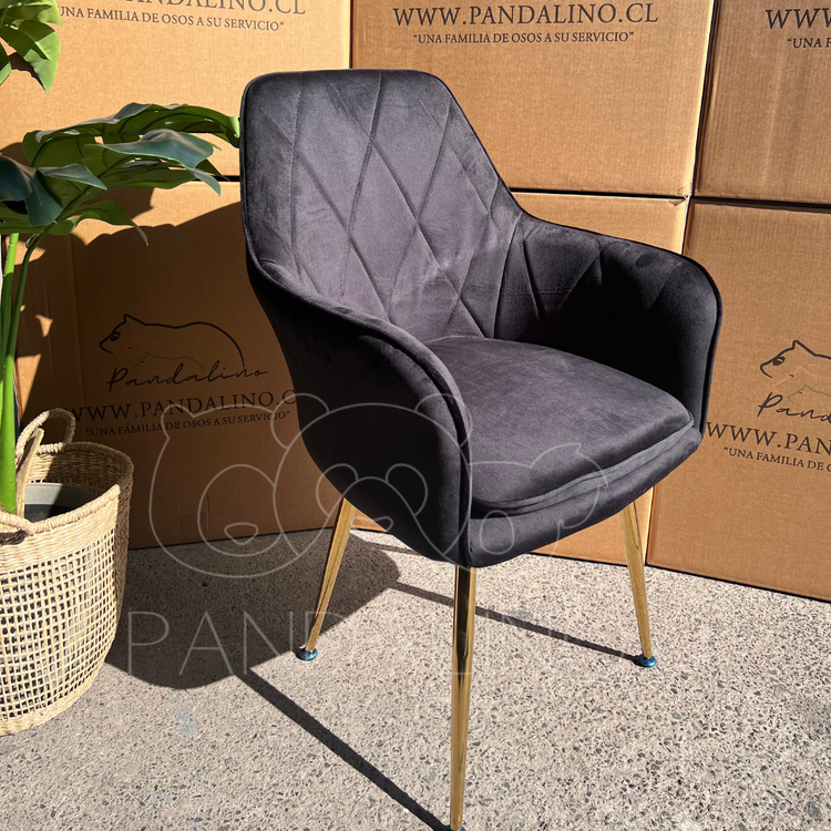 Pack 2 Sillón Sitial Diamante Terciopelo Negro | Moderno y Cómodo