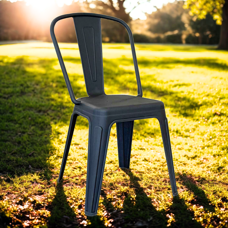 Pack 4 Silla Tolix Negro | Plástico Reforzado para Exterior e Interior