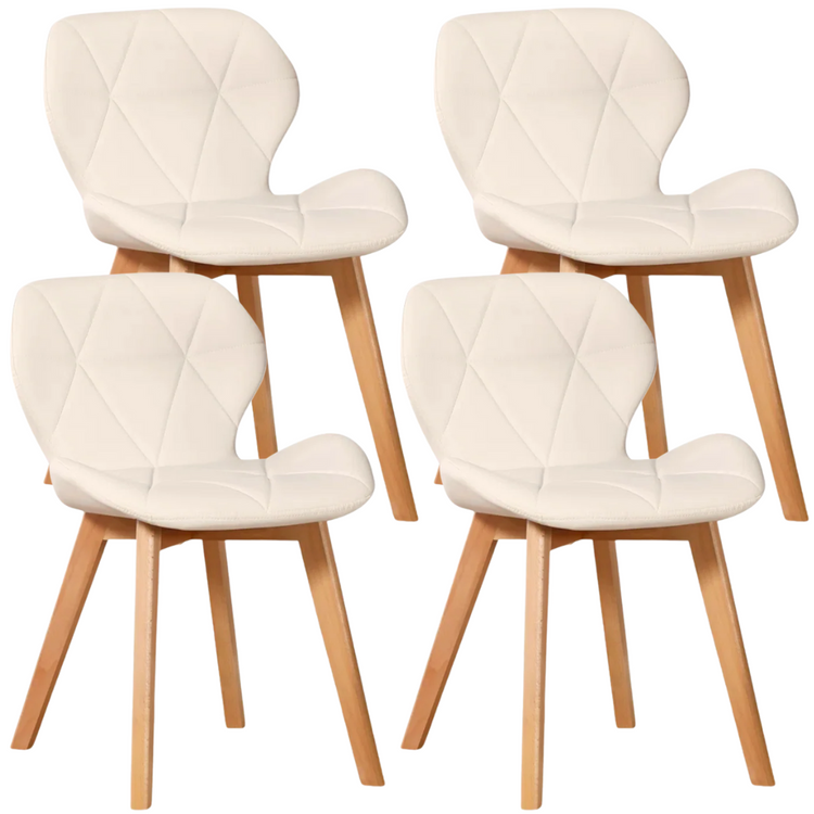 Pack 4 Sillón Rubik Beige | Ecocuero & Madera