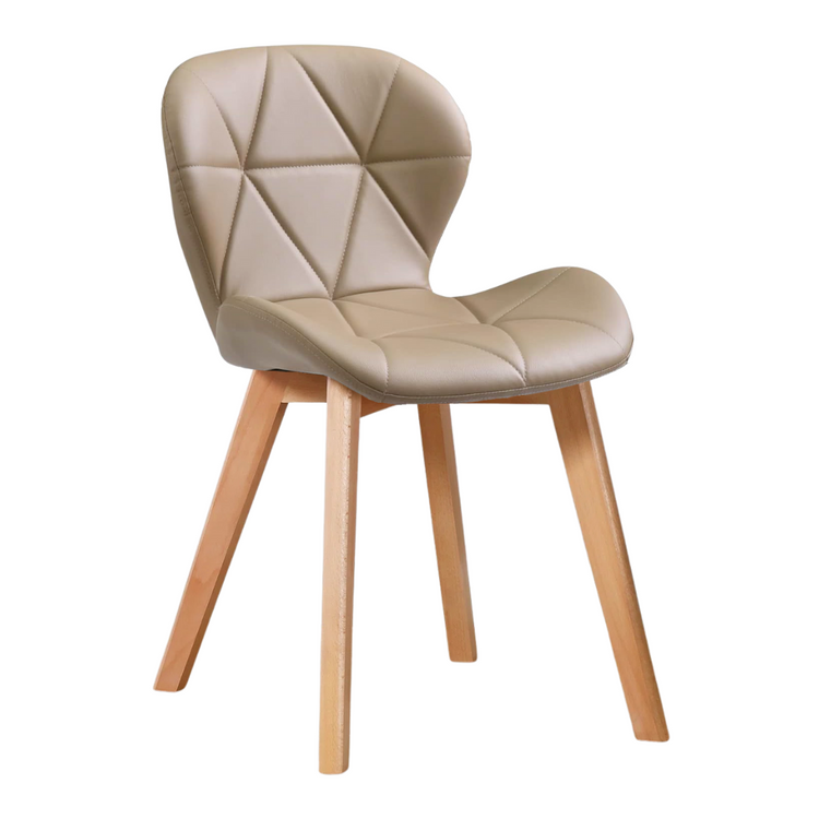 Pack 4 Sillón Rubik Latte | Ecocuero & Madera