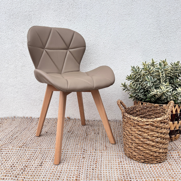 Pack 4 Sillón Rubik Latte | Ecocuero & Madera
