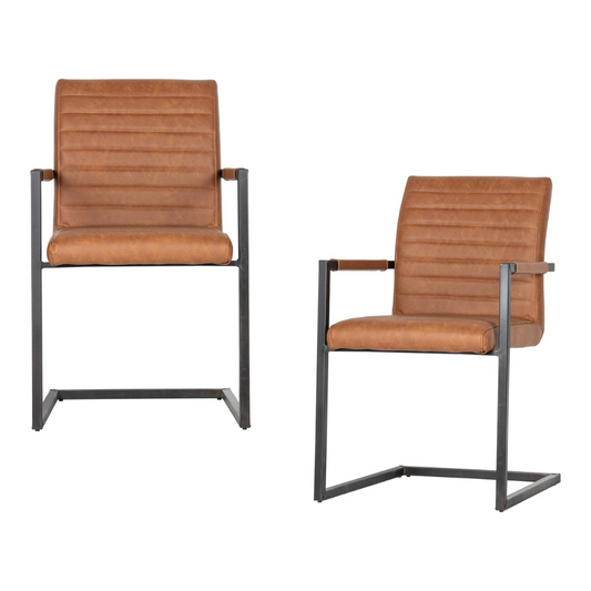 Pack 2 Sillas Ivon | Elegancia y Confort en Eco Cuero Café