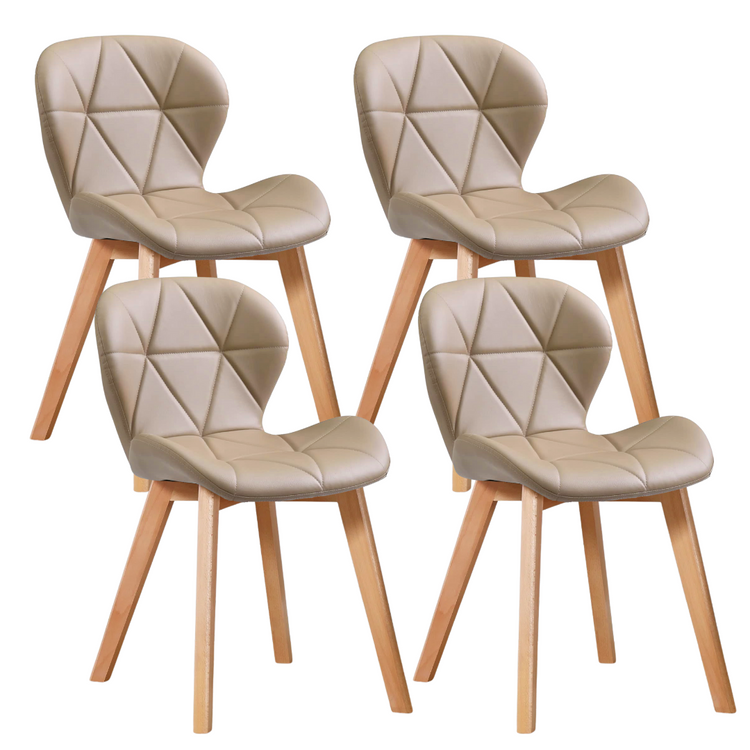 Pack 4 Sillón Rubik Latte | Ecocuero & Madera